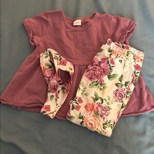 PatPat Kids Matching Set in Mauve and Floral
